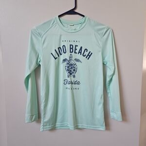 Lido Beach Long Sleeve UPF 50 Rashguard Boys Size Large Turtle Sun Shirt UPF 50